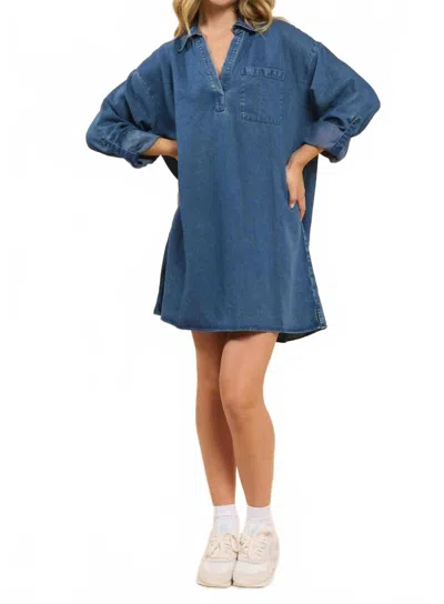 Sadie & Sage It's Pouring Denim Mini Dress In Blue