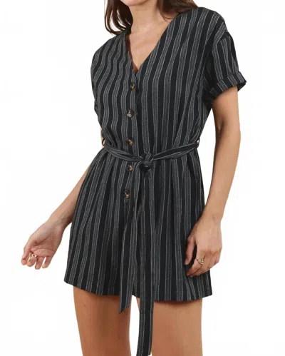 Sadie & Sage Jada Stripe Romper In Black/white In Gray