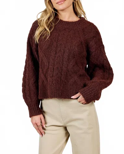 Sadie & Sage Join Hands Cable Knit Sweater In Brown