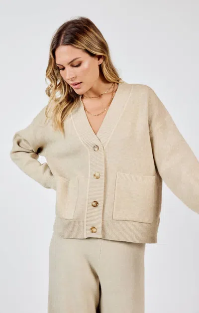 Sadie & Sage Kelsie Button Front Cardigan With Pockets In Stone In Neutral