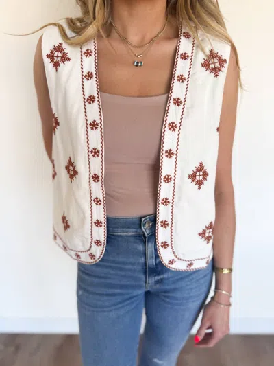 Sadie & Sage Kyleigh Embroidered Vest In Ivory In White
