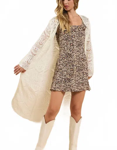 Sadie & Sage Las Palmas Intricate Long Knit Cardigan In Ivory In Multi