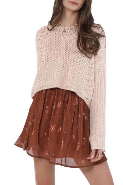 Sadie & Sage Last Dance Please Mini Skirt In Brown Multi In Pink