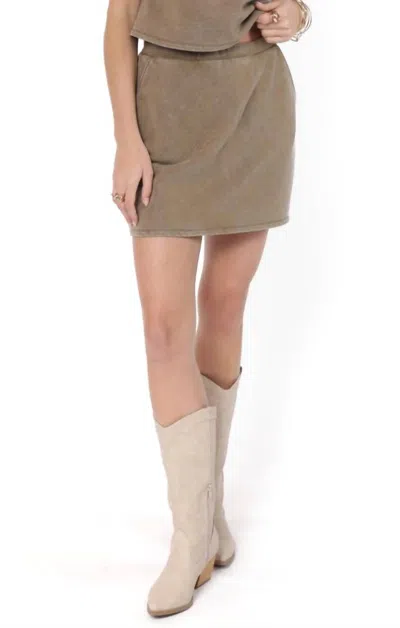Sadie & Sage Little Games Terry Knit Skirt In Washed Taupe In Brown