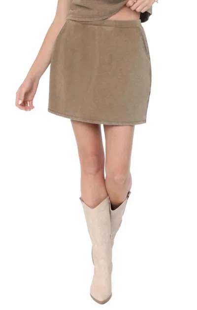 Sadie & Sage Little Games Washed Terry Mini Skirt In Beige In Brown