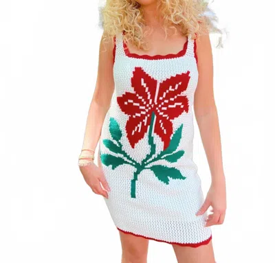 Sadie & Sage Lou Lou Flower Knit Mini Dress In White In Multi