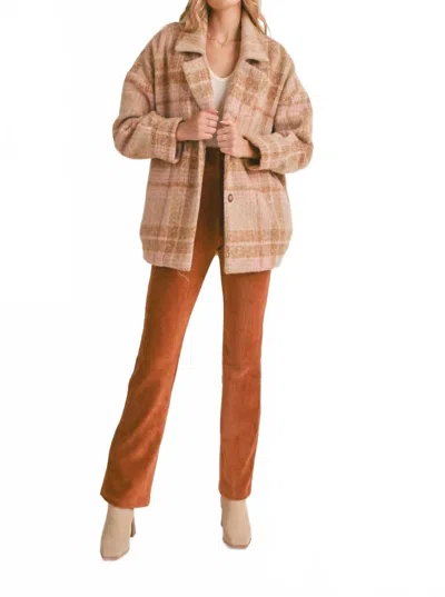 Sadie & Sage Lucy Vintage Fit Plaid Coat In Camel Pink In Brown