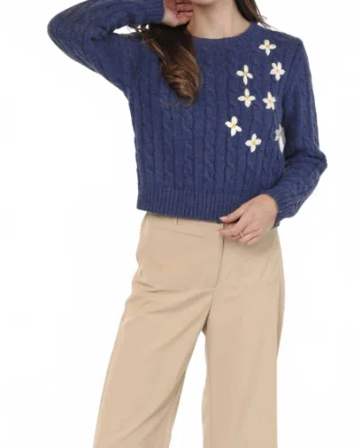 Sadie & Sage Lulu Embroidered Daisy Sweater In Blue In Multi