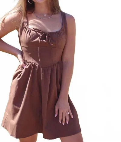 Sadie & Sage Maeve Milkmaid Mini Dress In Brown