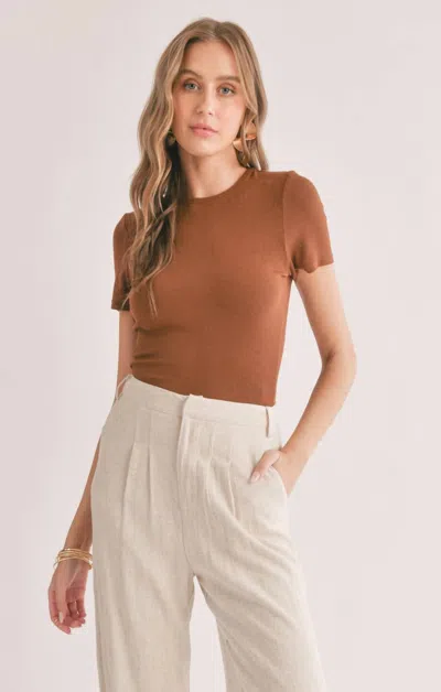 Sadie & Sage Marshmallow Fitted Crop Tee In Brown