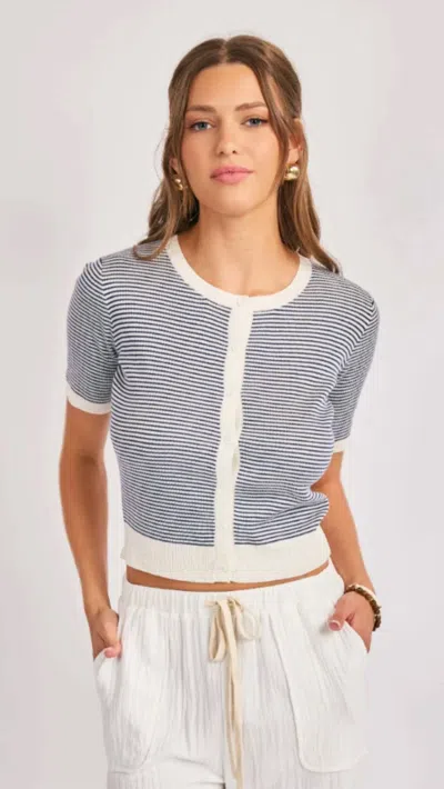 Sadie & Sage Mavi Stripe Cardigan In Grey In Blue