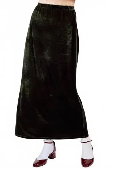 Sadie & Sage Midnight Oil Velvet Maxi Skirt In Dark Moss In Green