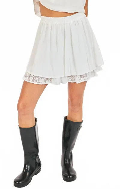 Sadie & Sage Misty Layered Lace Mini Skirt In Ivory In White