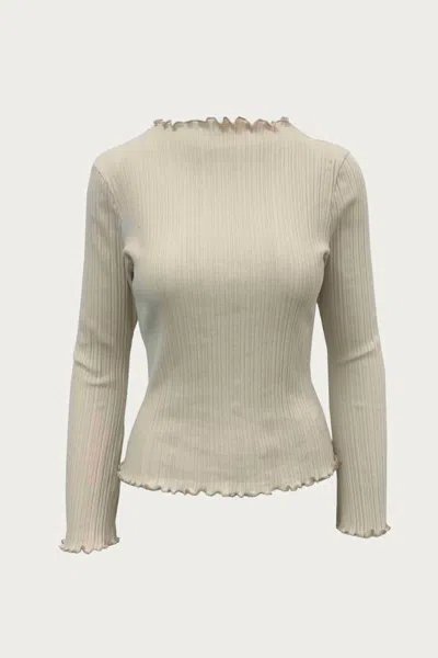 Sadie & Sage Mock Neck Stretch Cotton-jersey Top In Cream In Neutral