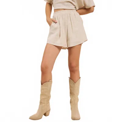 Sadie & Sage Mojave Elastic Waist Shorts In Cream Taupe In Neutral