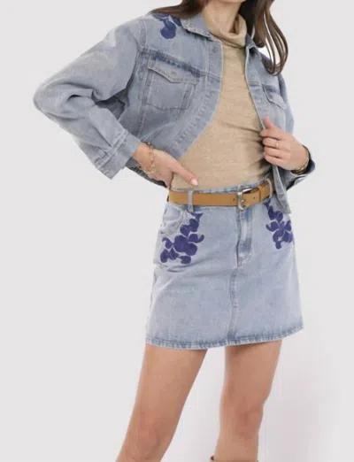 Sadie & Sage Most Likely Embroidered Jacket In Denim In Multi