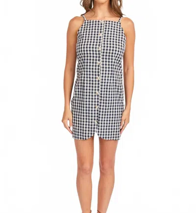 Sadie & Sage Mustang Gingham Button Mini Dress In Navy In Blue