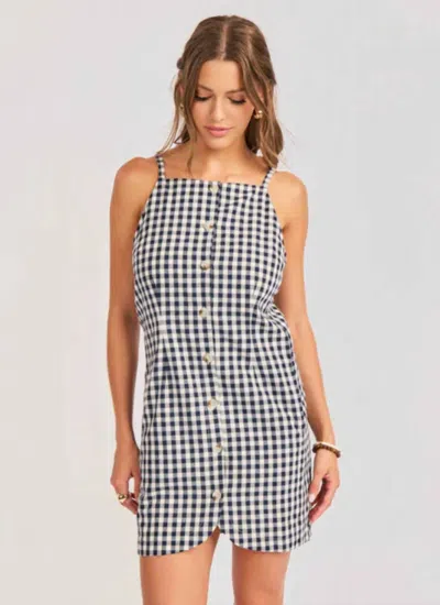 Sadie & Sage Mustang Gingham Button Mini Dress In Navy In Blue