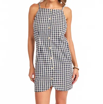Sadie & Sage Mustang Gingham Buttoned Mini Dress In Navy In Blue