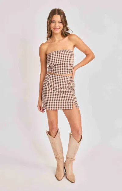 Sadie & Sage Mustang Gingham Skirt In Brown