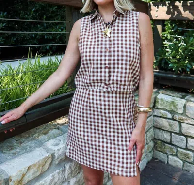 Sadie & Sage Mustang Gingham Top In Brown And Cream In Multi