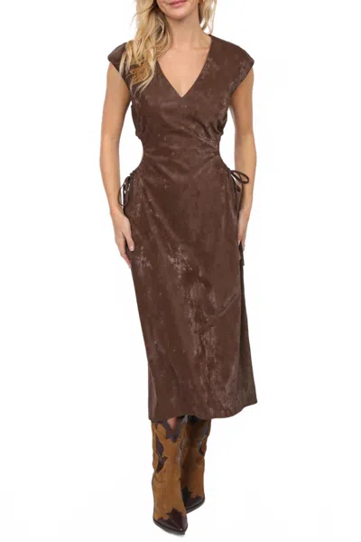 Sadie & Sage New Chapter Vegan Leather Cut Out Dress In Dark Brown