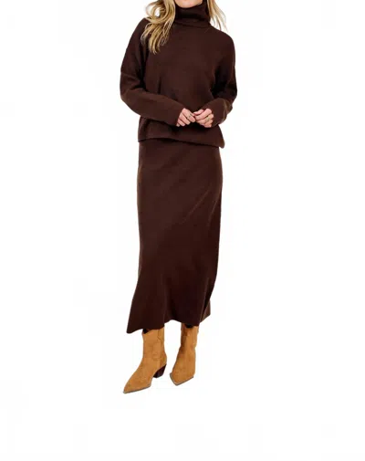 Sadie & Sage Night Air Knit Midi Skirt In Brown