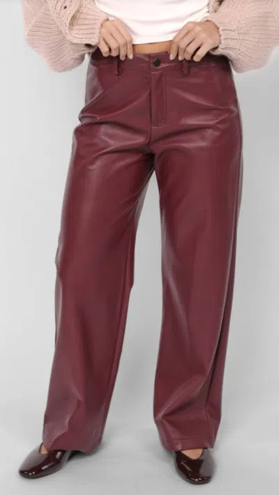 Sadie & Sage Night Vision Faux Leather Pants In Burgundy In Brown