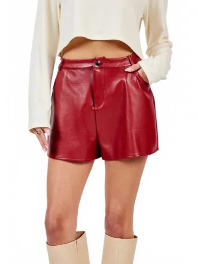 Sadie & Sage Night Vision Faux Leather Shorts In Red