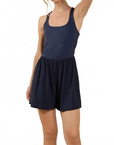 Sadie & Sage On Point Mix Media With Shorts Romper In Navy In Blue