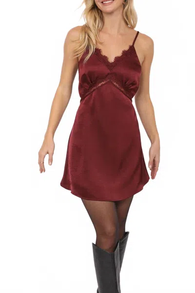 Sadie & Sage One Look Lace Trim Slip Dress In Burgundy In White