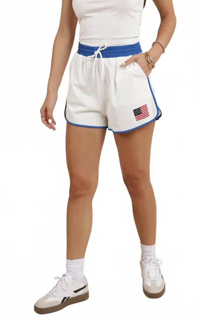 SADIE & SAGE PATRIOTIC CONTRAST FLAG SHORTS IN WHITE