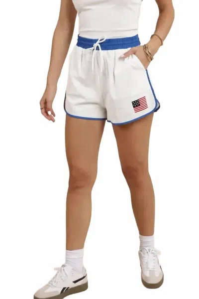 Sadie & Sage Patriotic Flag Shorts In White