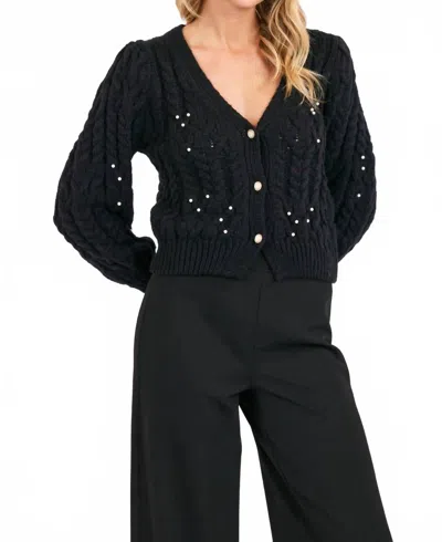 Sadie & Sage Pearl Embellished Cardigan In Black
