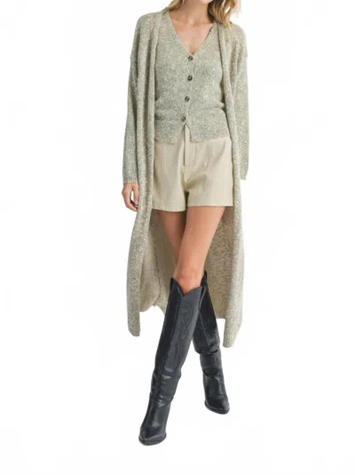 Sadie & Sage Phoenix Long Open Cardigan In Taupe Multi