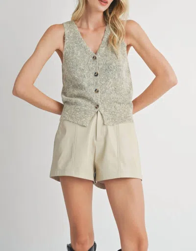 Sadie & Sage Phoenix Tank Vest With Buttons In Taupe Multi In Gray