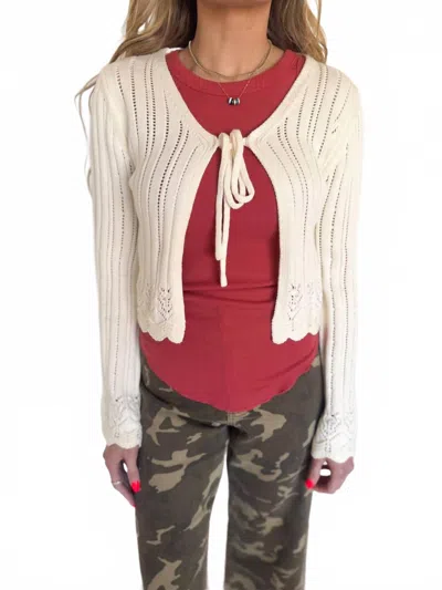 Sadie & Sage Piper Front Tie Cardigan In Ivory In White