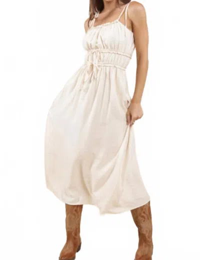 Sadie & Sage Positivity Gathered Midi Dress In Ivory In White