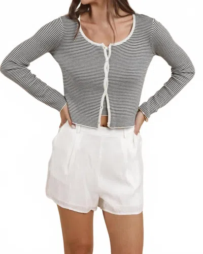 Sadie & Sage Prepster Striped Button Cardigan In Ivory/black In Multi