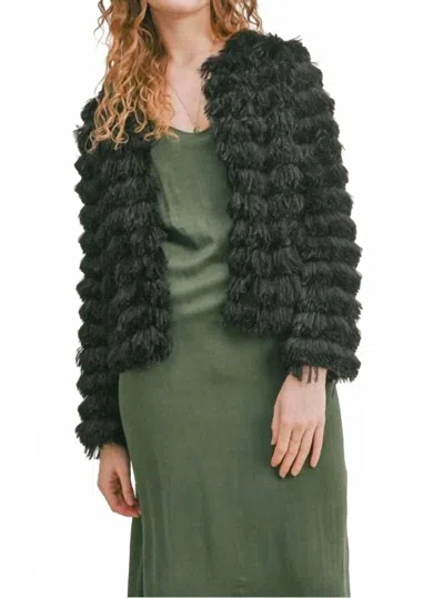 Sadie & Sage Prism Fringe Jacket In Black