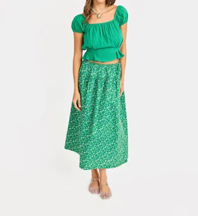 Sadie & Sage Radiate Cap Sleeve Top In Emerald In Gold