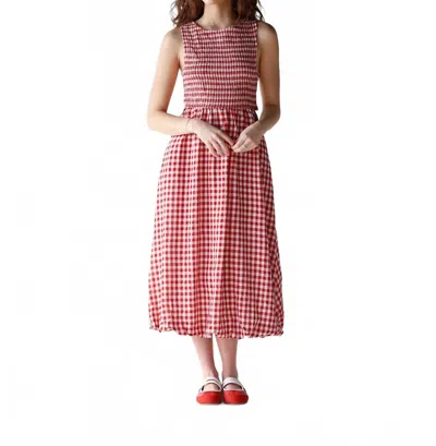 Sadie & Sage Ready Gingham Midi Dress In Red, White In Pink