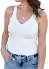 Sadie & Sage Ribbed V-neck Tank Top In White In White