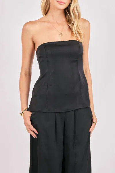 Sadie & Sage Romy Satin Tube Top In Black