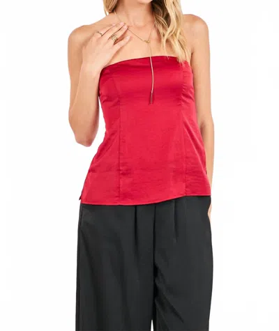 Sadie & Sage Romy Satin Tube Top In Red