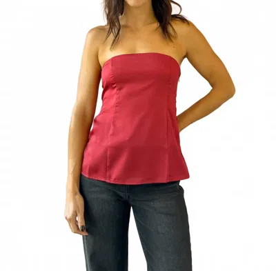Sadie & Sage Romy Satin Tube Top In Red In Pink