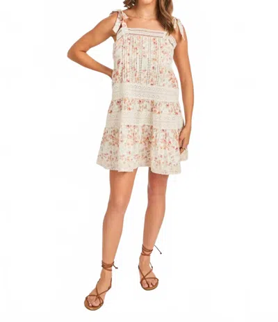 Sadie & Sage Rosita Lace Trim Mini Dress In Cream Multi In Beige