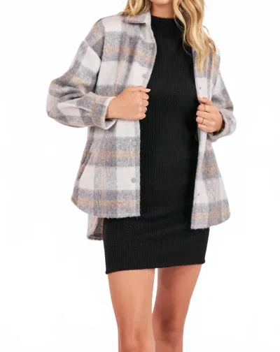 Sadie & Sage Roslyn Plaid Oversized Jacket In Grey Multi In Black