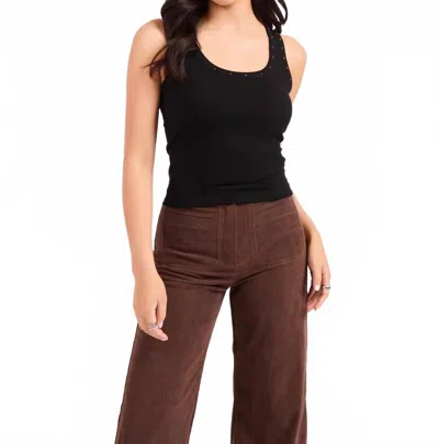 Sadie & Sage Ruby Studded Knit Tank Top In Black
