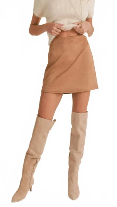 Sadie & Sage Rylie Faux Suede Skirt In Camel In Brown